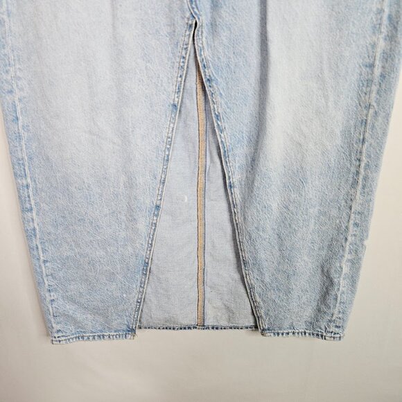 AMERICAN EAGLE Denim Maxi Skirt Jean LIGHT WASH BLUE size 8 Low Rise Long Retro - Picture 3 of 9